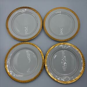 Sango Georgetown 8455 Dinner Plates Set of 4 Gold Rim White Porcelain 8"